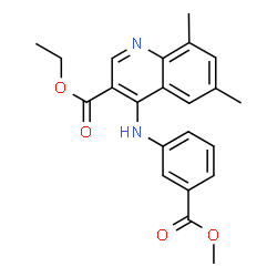 ChemSpider 2D Image | Ethyl 4-{[3-(methoxycarbonyl)phenyl]amino}-6,8-dimethyl-3-quinolinecarboxylate | C22H22N2O4