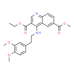 ChemSpider 2D Image | 3-Ethyl 6-methyl 4-{[2-(3,4-dimethoxyphenyl)ethyl]amino}-3,6-quinolinedicarboxylate | C24H26N2O6