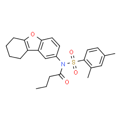 ChemSpider 2D Image | N-[(2,4-Dimethylphenyl)sulfonyl]-N-(6,7,8,9-tetrahydrodibenzo[b,d]furan-2-yl)butanamide | C24H27NO4S
