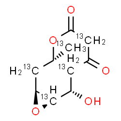 ChemSpider 2D Image | (1S,3R,9S,10R)-9-Hydroxy-3-(~13~C)methyl(2,6,8,10-~13~C_4_)-4,11-dioxabicyclo[8.1.0]undecane-5,7-dione | C513C5H14O5