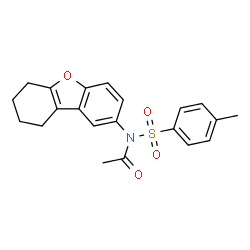 ChemSpider 2D Image | N-[(4-Methylphenyl)sulfonyl]-N-(6,7,8,9-tetrahydrodibenzo[b,d]furan-2-yl)acetamide | C21H21NO4S