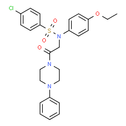 ChemSpider 2D Image | 4-Chloro-N-(4-ethoxyphenyl)-N-[2-oxo-2-(4-phenyl-1-piperazinyl)ethyl]benzenesulfonamide | C26H28ClN3O4S