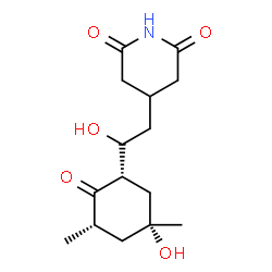 ChemSpider 2D Image | 4-{(2R)-2-Hydroxy-2-[(1S,3S,5R)-5-hydroxy-3,5-dimethyl-2-oxocyclohexyl]ethyl}-2,6-piperidinedione | C15H23NO5