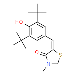 ChemSpider 2D Image | (5E)-5-[4-Hydroxy-3,5-bis(2-methyl-2-propanyl)benzylidene]-3-methyl-1,3-thiazolidin-4-one | C19H27NO2S