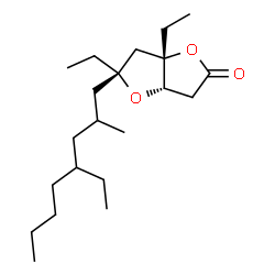 ChemSpider 2D Image | (3aS,5S,6aS)-5,6a-Diethyl-5-(4-ethyl-2-methyloctyl)tetrahydrofuro[3,2-b]furan-2(3H)-one | C21H38O3