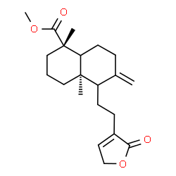 ChemSpider 2D Image | Methyl (1S,4aR)-1,4a-dimethyl-6-methylene-5-[2-(2-oxo-2,5-dihydro-3-furanyl)ethyl]decahydro-1-naphthalenecarboxylate | C21H30O4