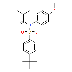 ChemSpider 2D Image | N-(4-Methoxyphenyl)-2-methyl-N-{[4-(2-methyl-2-propanyl)phenyl]sulfonyl}propanamide | C21H27NO4S
