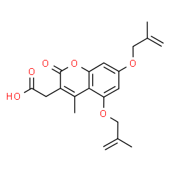 ChemSpider 2D Image | {4-Methyl-5,7-bis[(2-methyl-2-propen-1-yl)oxy]-2-oxo-2H-chromen-3-yl}acetic acid | C20H22O6