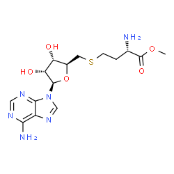 ChemSpider 2D Image | Methyl (2S)-2-amino-4-({[(2S,3S,4R,5R)-5-(6-amino-9H-purin-9-yl)-3,4-dihydroxytetrahydro-2-furanyl]methyl}sulfanyl)butanoate | C15H22N6O5S