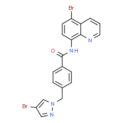 ChemSpider 2D Image | 4-[(4-Bromo-1H-pyrazol-1-yl)methyl]-N-(5-bromo-8-quinolinyl)benzamide | C20H14Br2N4O