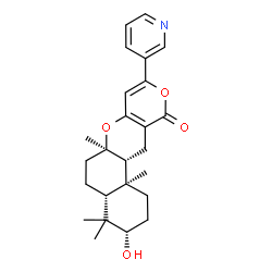 ChemSpider 2D Image | (3S,4aR,6aR,12aR,12bS)-3-Hydroxy-4,4,6a,12b-tetramethyl-9-(3-pyridinyl)-1,3,4,4a,5,6,6a,12,12a,12b-decahydro-2H,11H-benzo[f]pyrano[4,3-b]chromen-11-one | C25H31NO4