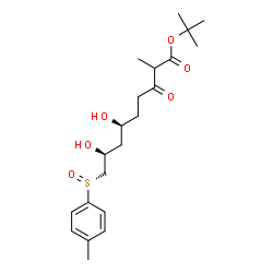 ChemSpider 2D Image | 2-Methyl-2-propanyl (6S,8S)-6,8-dihydroxy-2-methyl-9-[(R)-(4-methylphenyl)sulfinyl]-3-oxononanoate | C21H32O6S