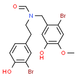 ChemSpider 2D Image | N-(2-Bromo-5-hydroxy-4-methoxybenzyl)-N-[2-(3-bromo-4-hydroxyphenyl)ethyl]formamide | C17H17Br2NO4