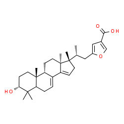 ChemSpider 2D Image | (3alpha,9beta,13alpha,17alpha)-3-Hydroxy-4,4,17-trimethyl-23,27-epoxycholesta-7,14,23,25(27)-tetraen-26-oic acid | C30H42O4