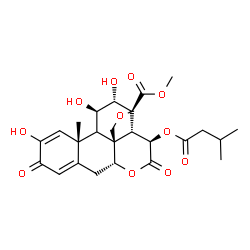 ChemSpider 2D Image | Methyl (1R,2S,3R,6R,13S,15R,16S,17S)-11,15,16-trihydroxy-13-methyl-3-[(3-methylbutanoyl)oxy]-4,10-dioxo-5,18-dioxapentacyclo[12.5.0.0~1,6~.0~2,17~.0~8,13~]nonadeca-8,11-diene-17-carboxylate | C25H30O11