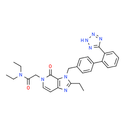 ChemSpider 2D Image | N,N-Diethyl-2-(2-ethyl-4-oxo-3-{[2'-(2H-tetrazol-5-yl)-4-biphenylyl]methyl}-3,4-dihydro-5H-imidazo[4,5-c]pyridin-5-yl)acetamide | C28H30N8O2