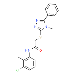 ChemSpider 2D Image | N-(3-Chloro-2-methylphenyl)-2-[(4-methyl-5-phenyl-4H-1,2,4-triazol-3-yl)sulfanyl]acetamide | C18H17ClN4OS