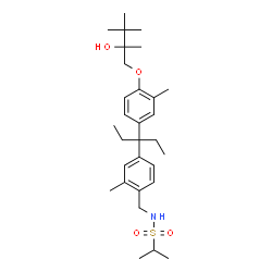 ChemSpider 2D Image | N-(4-{3-[4-(2-Hydroxy-2,3,3-trimethylbutoxy)-3-methylphenyl]-3-pentanyl}-2-methylbenzyl)-2-propanesulfonamide | C30H47NO4S