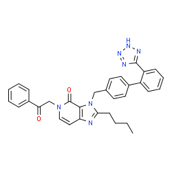 ChemSpider 2D Image | 2-Butyl-5-(2-oxo-2-phenylethyl)-3-{[2'-(2H-tetrazol-5-yl)-4-biphenylyl]methyl}-3,5-dihydro-4H-imidazo[4,5-c]pyridin-4-one | C32H29N7O2