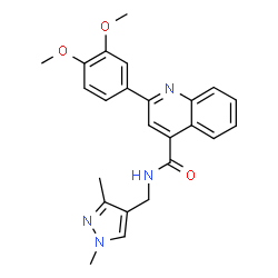 ChemSpider 2D Image | 2-(3,4-Dimethoxyphenyl)-N-[(1,3-dimethyl-1H-pyrazol-4-yl)methyl]-4-quinolinecarboxamide | C24H24N4O3