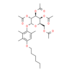 ChemSpider 2D Image | 4-(Hexyloxy)-2,3,6-trimethylphenyl 2,3,4,6-tetra-O-acetyl-alpha-D-galactopyranoside | C29H42O11