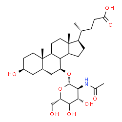 ChemSpider 2D Image | (3beta,5beta,7beta,8xi,9xi,14xi)-7-{[(4xi)-2-Acetamido-2-deoxy-beta-L-xylo-hexopyranosyl]oxy}-3-hydroxycholan-24-oic acid | C32H53NO9