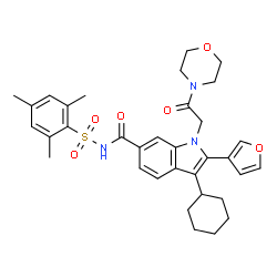 ChemSpider 2D Image | 3-Cyclohexyl-2-(3-furyl)-N-(mesitylsulfonyl)-1-[2-(4-morpholinyl)-2-oxoethyl]-1H-indole-6-carboxamide | C34H39N3O6S