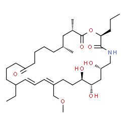 ChemSpider 2D Image | (2S,6S,8S,9R,12Z,14E,25R,27S)-16-Ethyl-6,8,9-trihydroxy-12-(methoxymethyl)-25,27-dimethyl-2-propyl-1-oxa-4-azacyclooctacosa-12,14-diene-3,20,28-trione | C35H61NO8