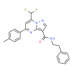 ChemSpider 2D Image | 7-(Difluoromethyl)-5-(4-methylphenyl)-N-(2-phenylethyl)pyrazolo[1,5-a]pyrimidine-3-carboxamide | C23H20F2N4O