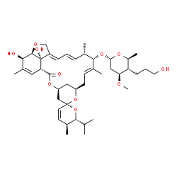 ChemSpider 2D Image | (1'R,2S,4'S,5S,6R,8'R,10'E,12'S,13'S,14'E,16'E,20'R,21'R,24'S)-21',24'-Dihydroxy-6-isopropyl-5,11',13',22'-tetramethyl-2'-oxo-5,6-dihydrospiro[pyran-2,6'-[3,7,19]trioxatetracyclo[15.6.1.1~4,8~.0~20,24
~]pentacosa[10,14,16,22]tetraen]-12'-yl (5S)-2,4-dideoxy-4-(3-hydroxypropyl)-5-methyl-3-O-methyl-alpha-L-threo-pentopyranoside | C43H64O11