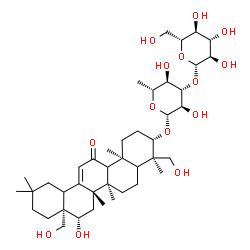ChemSpider 2D Image | (3beta,5xi,9xi,16beta,18xi)-16,23,28-Trihydroxy-11-oxoolean-12-en-3-yl 6-deoxy-3-O-beta-D-glucopyranosyl-beta-D-glucopyranoside | C42H68O14