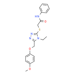 ChemSpider 2D Image | 2-({4-Ethyl-5-[(4-methoxyphenoxy)methyl]-4H-1,2,4-triazol-3-yl}sulfanyl)-N-phenylacetamide | C20H22N4O3S