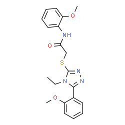 ChemSpider 2D Image | 2-{[4-Ethyl-5-(2-methoxyphenyl)-4H-1,2,4-triazol-3-yl]sulfanyl}-N-(2-methoxyphenyl)acetamide | C20H22N4O3S