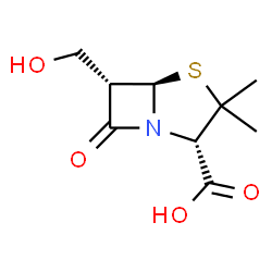 ChemSpider 2D Image | (2S,5R,6S)-6-(Hydroxymethyl)-3,3-dimethyl-7-oxo-4-thia-1-azabicyclo[3.2.0]heptane-2-carboxylic acid | C9H13NO4S