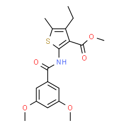 ChemSpider 2D Image | Methyl 2-[(3,5-dimethoxybenzoyl)amino]-4-ethyl-5-methyl-3-thiophenecarboxylate | C18H21NO5S