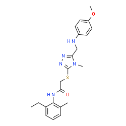 ChemSpider 2D Image | N-(2-Ethyl-6-methylphenyl)-2-[(5-{[(4-methoxyphenyl)amino]methyl}-4-methyl-4H-1,2,4-triazol-3-yl)sulfanyl]acetamide | C22H27N5O2S