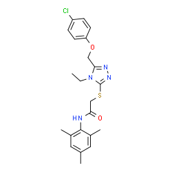 ChemSpider 2D Image | 2-({5-[(4-Chlorophenoxy)methyl]-4-ethyl-4H-1,2,4-triazol-3-yl}sulfanyl)-N-mesitylacetamide | C22H25ClN4O2S