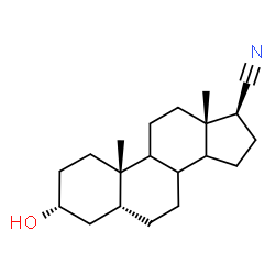 ChemSpider 2D Image | (3alpha,5beta,8xi,9xi,14xi,17beta)-3-Hydroxyandrostane-17-carbonitrile | C20H31NO
