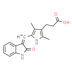 ChemSpider 2D Image | 3-{2,4-Dimethyl-5-[(Z)-(2-oxo-1,2-dihydro-3H-indol-3-ylidene)(~14~C)methyl]-1H-pyrrol-3-yl}propanoic acid | C1714CH18N2O3