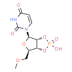 ChemSpider 2D Image | 1-[(3aR,4R,6R,6aR)-2-Hydroxy-6-(methoxymethyl)-2-oxidotetrahydrofuro[3,4-d][1,3,2]dioxaphosphol-4-yl]-2,4(1H,3H)-pyrimidinedione | C10H13N2O8P