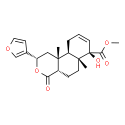 ChemSpider 2D Image | Methyl (2S,4aS,6aR,7R,10aR,10bR)-2-(3-furyl)-7-hydroxy-6a,10b-dimethyl-4-oxo-1,4,4a,5,6,6a,7,10,10a,10b-decahydro-2H-benzo[f]isochromene-7-carboxylate | C21H26O6