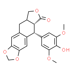 ChemSpider 2D Image | (5R,5aR)-5-(4-Hydroxy-3,5-dimethoxyphenyl)-5,8,8a,9-tetrahydrofuro[3',4':6,7]naphtho[2,3-d][1,3]dioxol-6(5aH)-one | C21H20O7