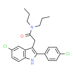 ChemSpider 2D Image | 2-[5-Chloro-2-(4-chlorophenyl)-1H-indol-3-yl]-N,N-dipropylacetamide | C22H24Cl2N2O
