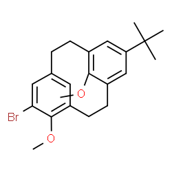 ChemSpider 2D Image | 6-Bromo-5,15-dimethoxy-13-(2-methyl-2-propanyl)tricyclo[9.3.1.1~4,8~]hexadeca-1(15),4(16),5,7,11,13-hexaene | C22H27BrO2