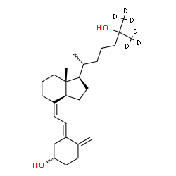 ChemSpider 2D Image | (3S,5E,7Z)-(26,26,26,27,27,27-~2~H_6_)-9,10-Secocholesta-5,7,10-triene-3,25-diol | C27H38D6O2