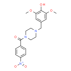 ChemSpider 2D Image | 4-[(4-{4-nitrobenzoyl}-1-piperazinyl)methyl]-2,6-dimethoxyphenol | C20H23N3O6