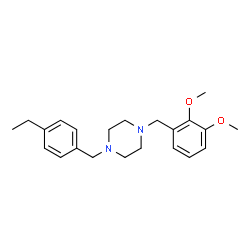 ChemSpider 2D Image | 1-(2,3-Dimethoxybenzyl)-4-(4-ethylbenzyl)piperazine | C22H30N2O2