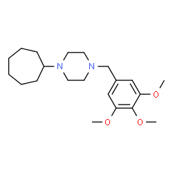 ChemSpider 2D Image | 1-Cycloheptyl-4-(3,4,5-trimethoxybenzyl)piperazine | C21H34N2O3