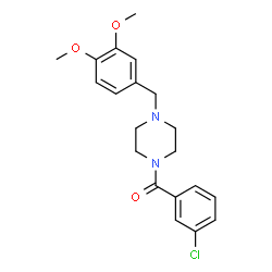 ChemSpider 2D Image | 1-(3-chlorobenzoyl)-4-[(3,4-dimethoxyphenyl)methyl]piperazine | C20H23ClN2O3