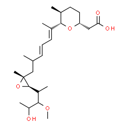 ChemSpider 2D Image | (1R)-1,2-Anhydro-1-{(3E,5E)-6-[(2S,3S,6R)-6-(carboxymethyl)-3-methyltetrahydro-2H-pyran-2-yl]-2-methyl-3,5-heptadien-1-yl}-3,6-dideoxy-1,3-dimethyl-4-O-methyl-D-erythro-hexitol | C25H42O6